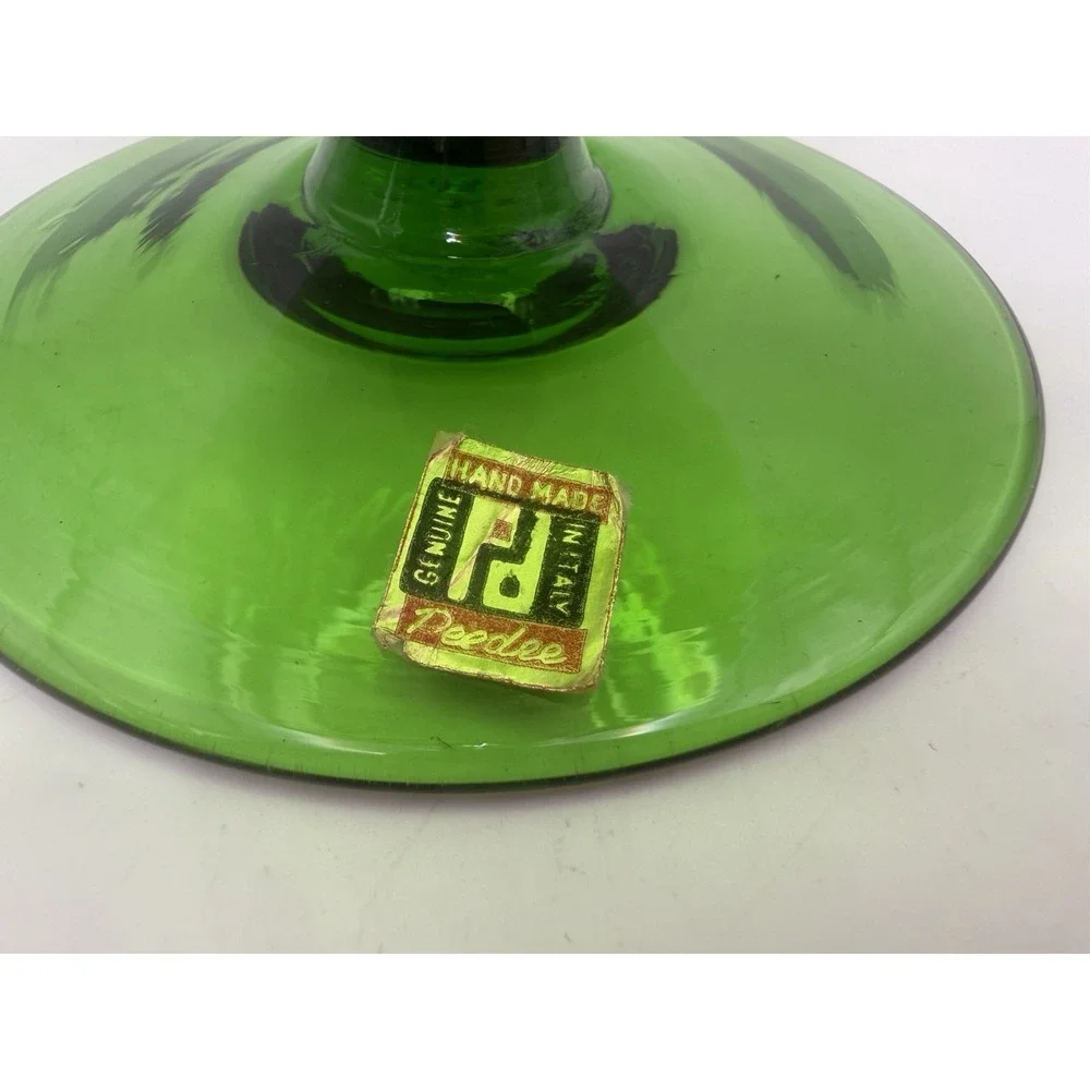 Vintage Peedee Green Empoli Glass Brandy Snifter Vase MCM Hand Blown Italy 7